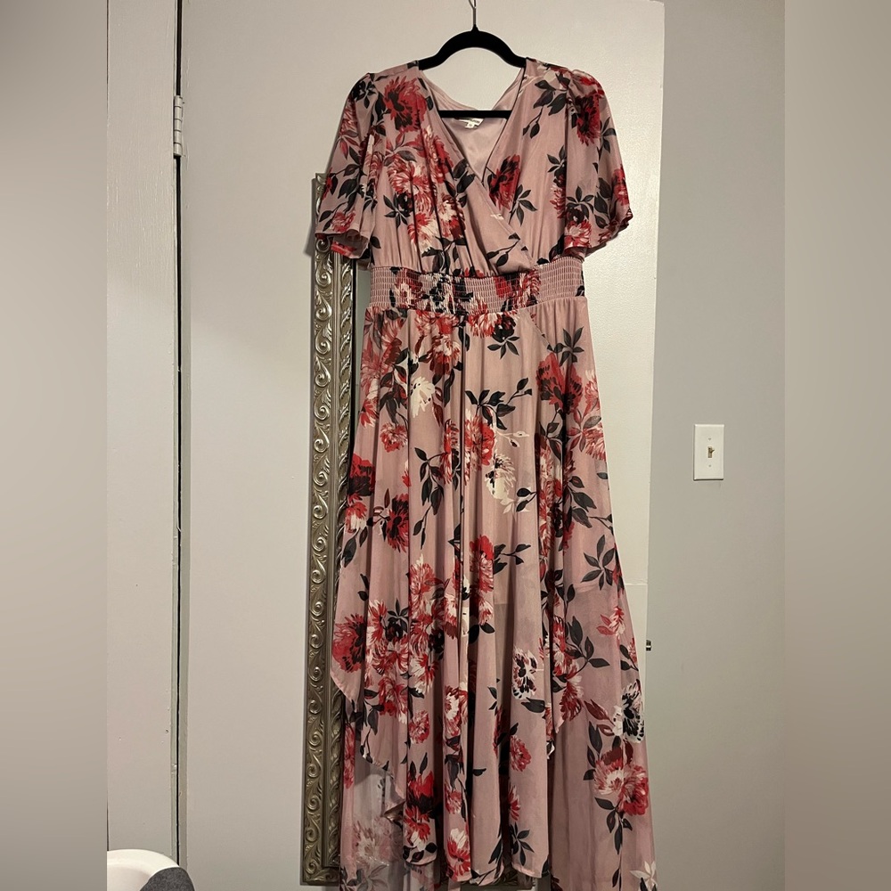 Maurices Pink Floral Sleeve Dress